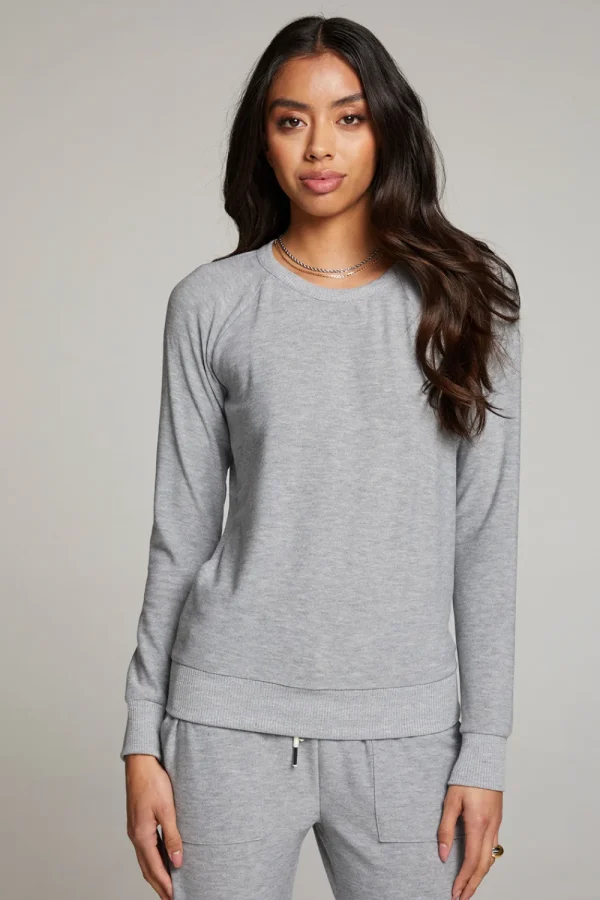 Sale Heather Grey Long Sleeve Raglan Pullover Women Loungewear | Tops