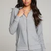 Cheap Heather Grey Long Sleeve Raglan Zip Up Hoodie Women Outerwear | Loungewear