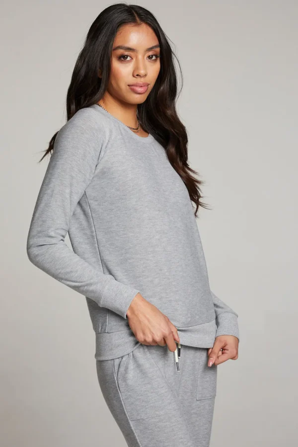 Sale Heather Grey Long Sleeve Raglan Pullover Women Loungewear | Tops