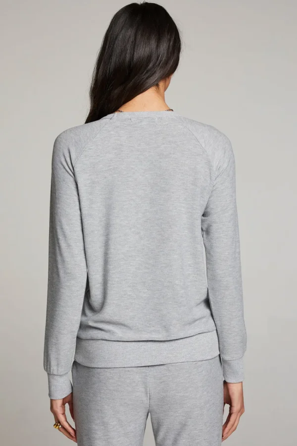 Sale Heather Grey Long Sleeve Raglan Pullover Women Loungewear | Tops