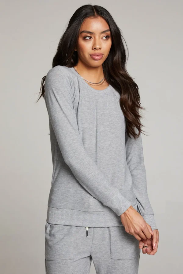 Sale Heather Grey Long Sleeve Raglan Pullover Women Loungewear | Tops