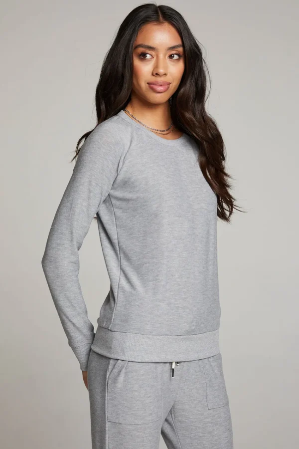Sale Heather Grey Long Sleeve Raglan Pullover Women Loungewear | Tops