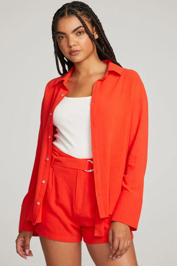 Hot Helena Flame Button Down Women Loungewear | Tops