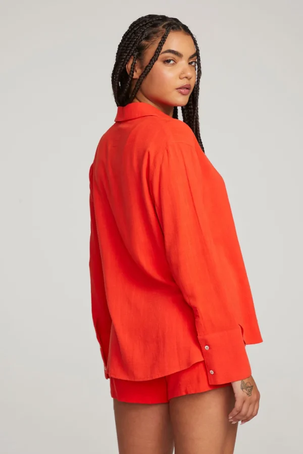 Hot Helena Flame Button Down Women Loungewear | Tops