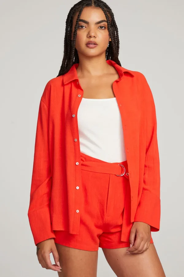 Hot Helena Flame Button Down Women Loungewear | Tops