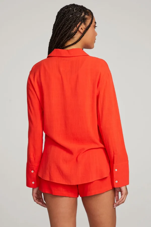 Hot Helena Flame Button Down Women Loungewear | Tops