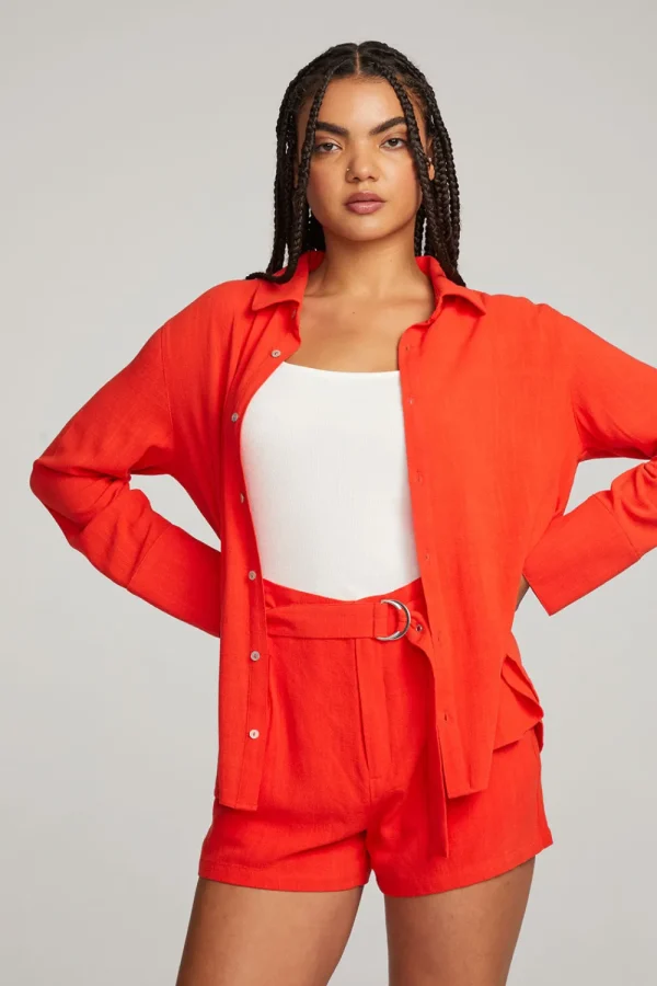 Hot Helena Flame Button Down Women Loungewear | Tops