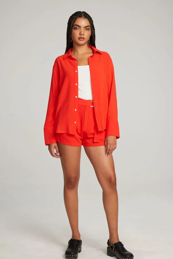 Hot Helena Flame Button Down Women Loungewear | Tops