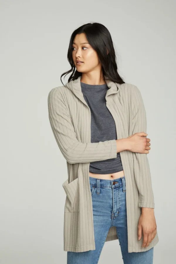 Online Hooded Open Duster Cardigan With Pockets Women Outerwear | Tops