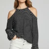 Clearance Houston Pullover - Black And White Stripe Women Loungewear