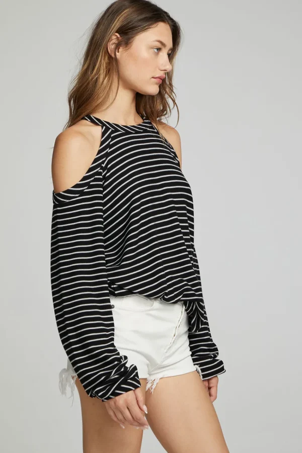 Clearance Houston Pullover - Black And White Stripe Women Loungewear