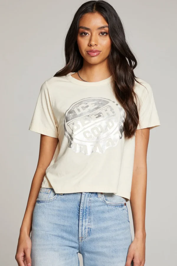 Clearance Ice Cold Beer Embroidery Tee Women Loungewear | Graphics
