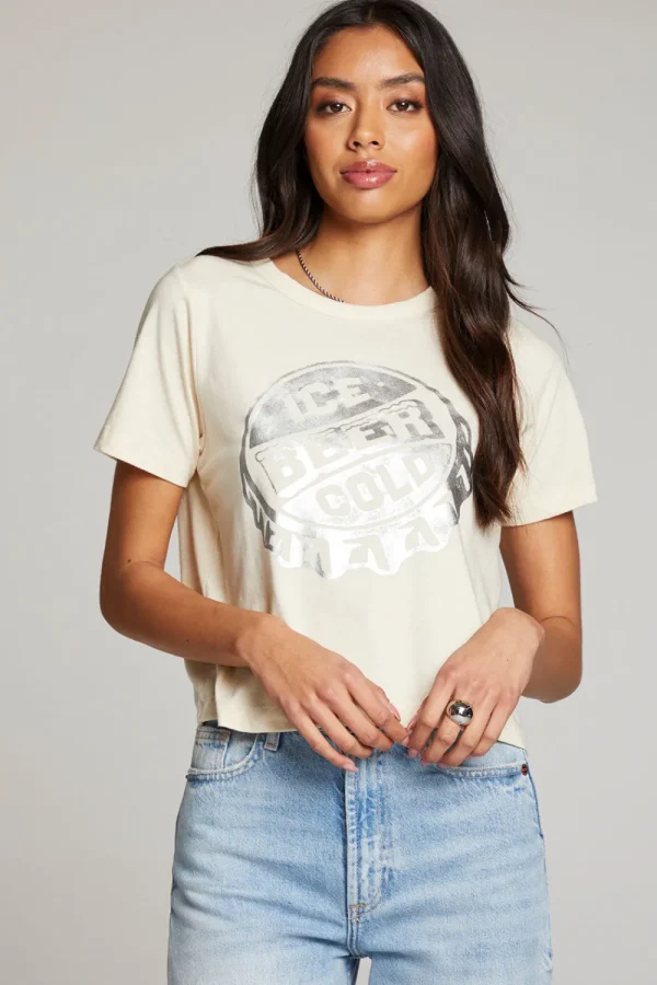 Clearance Ice Cold Beer Embroidery Tee Women Loungewear | Graphics