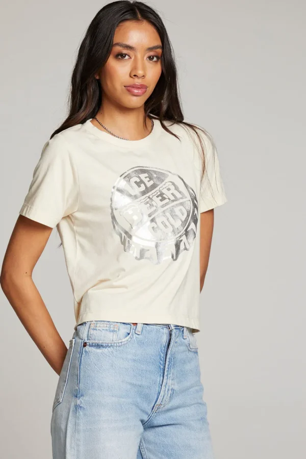 Clearance Ice Cold Beer Embroidery Tee Women Loungewear | Graphics