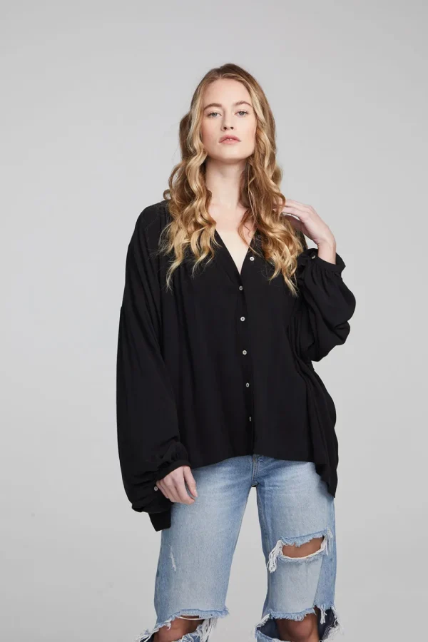 Online Idol Shadow Black Blouse Women Loungewear | Tops