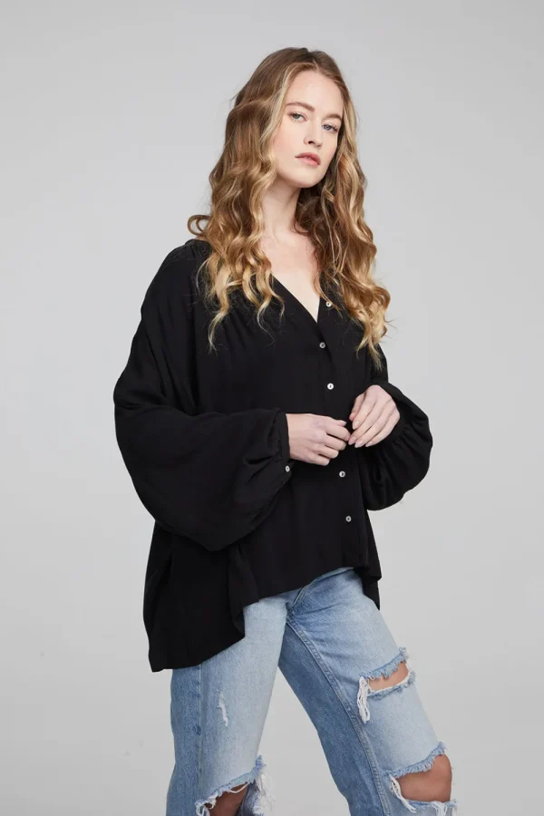 Online Idol Shadow Black Blouse Women Loungewear | Tops