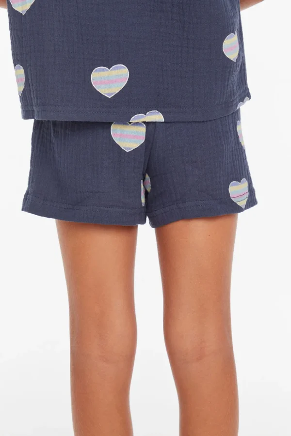 Cheap Jade Blue Heart Girls Short Kids Girls