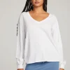 Cheap Kara White Long Sleeve Women Loungewear | Tops