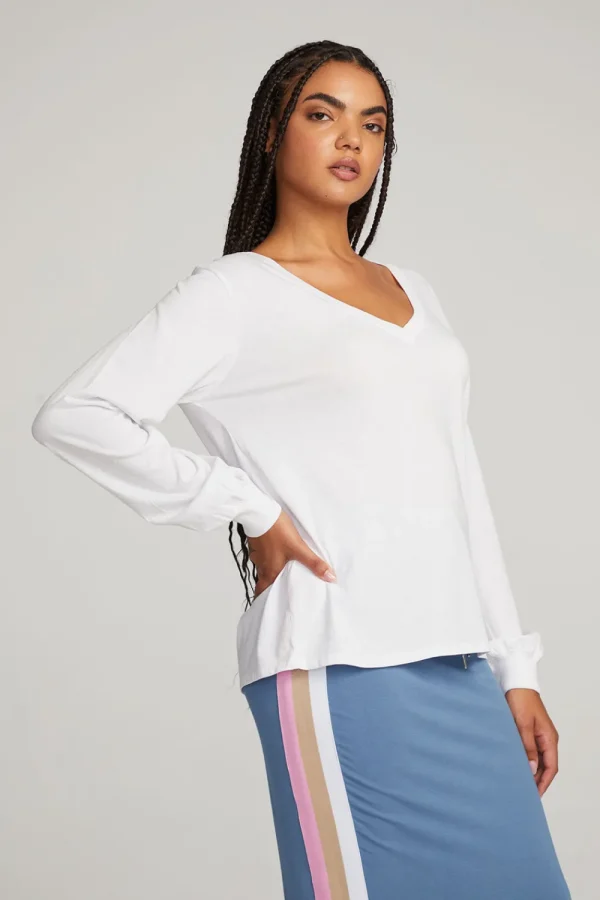 Cheap Kara White Long Sleeve Women Loungewear | Tops