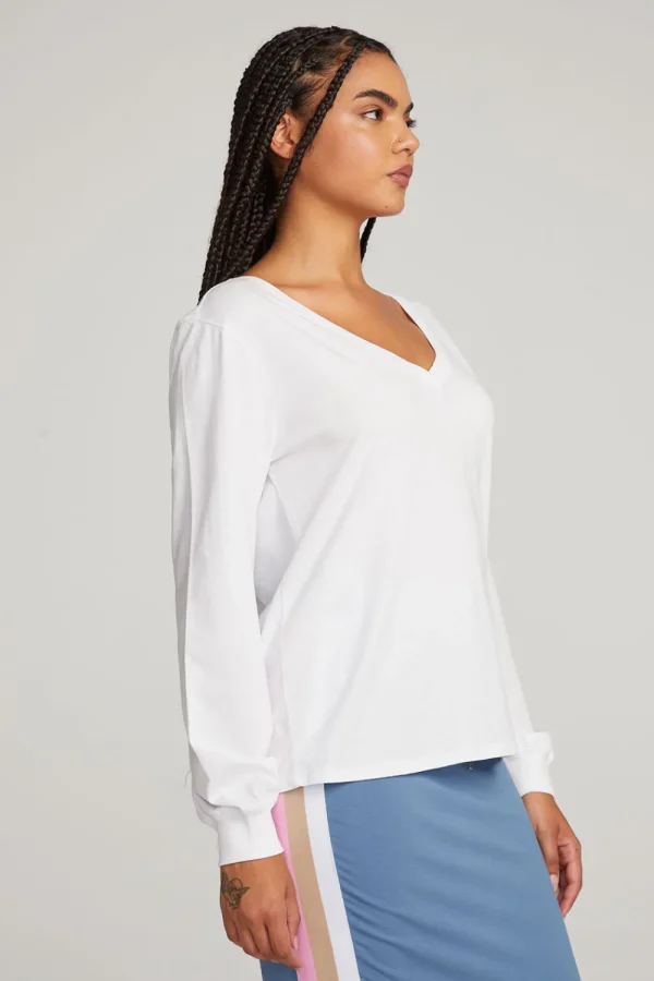 Cheap Kara White Long Sleeve Women Loungewear | Tops