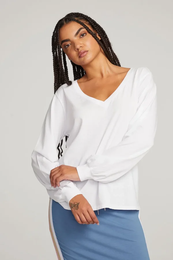 Cheap Kara White Long Sleeve Women Loungewear | Tops