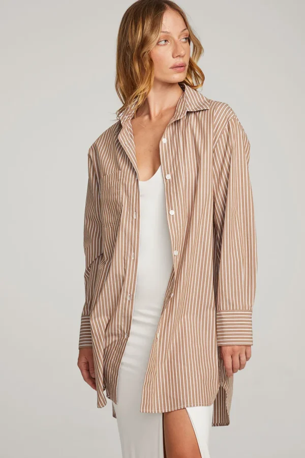 New Kerstin Whiskey Stripe Button Down Women Loungewear | Tops