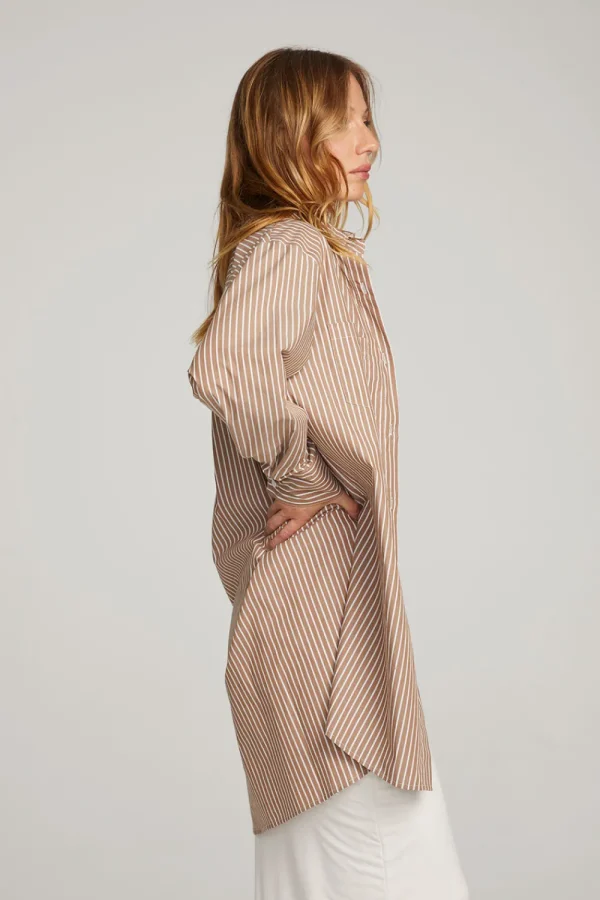 New Kerstin Whiskey Stripe Button Down Women Loungewear | Tops