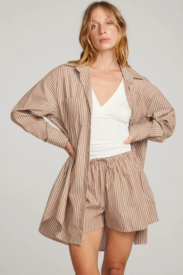 New Kerstin Whiskey Stripe Button Down Women Loungewear | Tops
