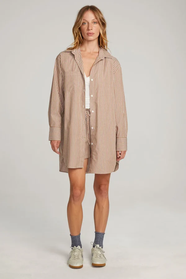 New Kerstin Whiskey Stripe Button Down Women Loungewear | Tops