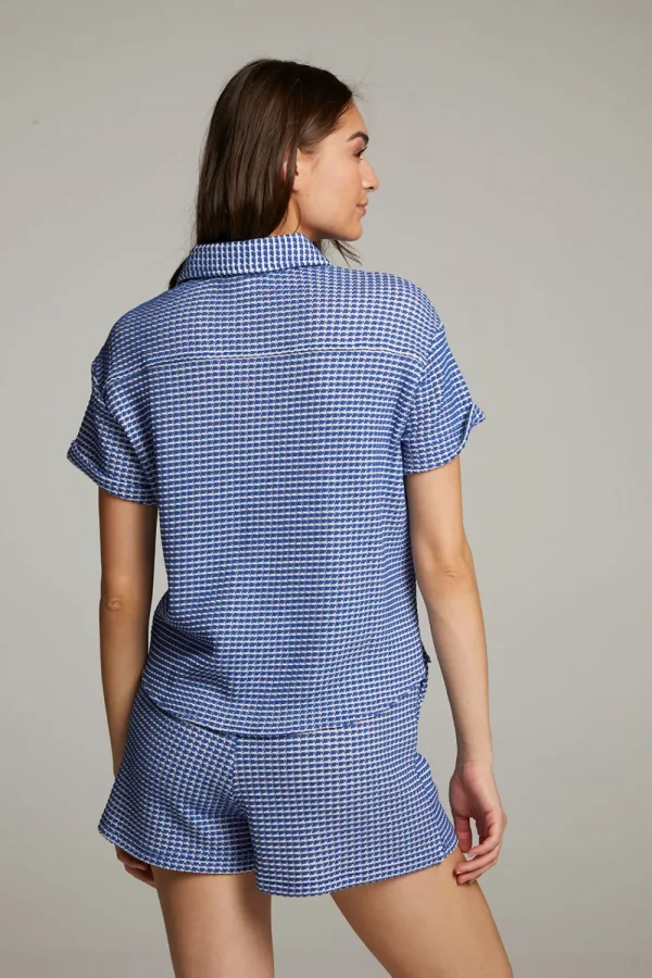 Hot Key West Cobalt Blue Button Down Top Women Loungewear | Tops