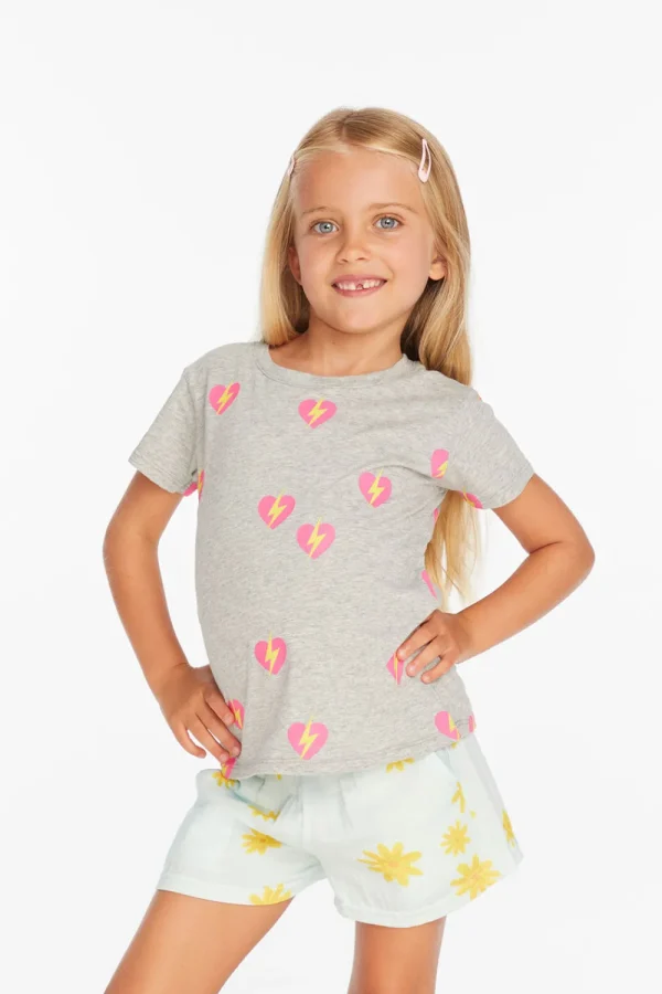 Outlet Lightning Heart Girls Tee Kids Girls