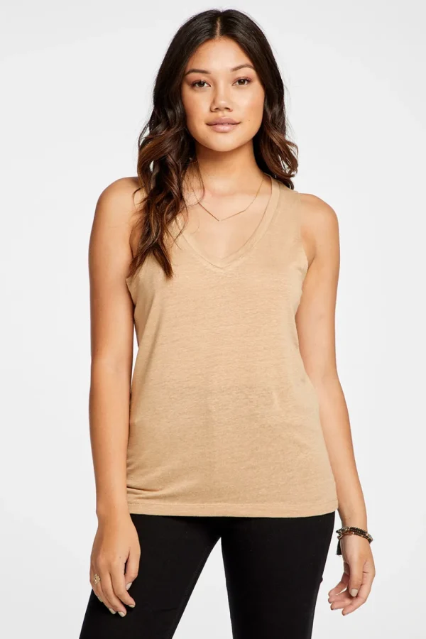 Clearance Linen Jersey V Neck Muscle Tank Women Tops