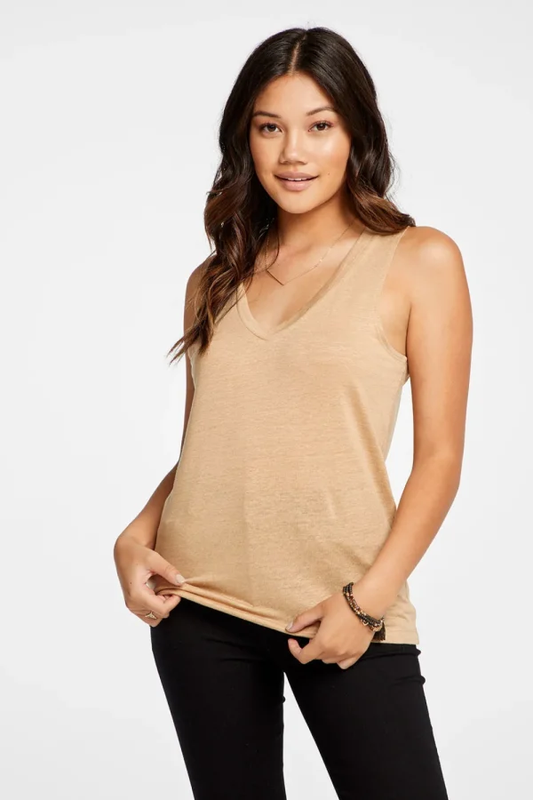 Clearance Linen Jersey V Neck Muscle Tank Women Tops