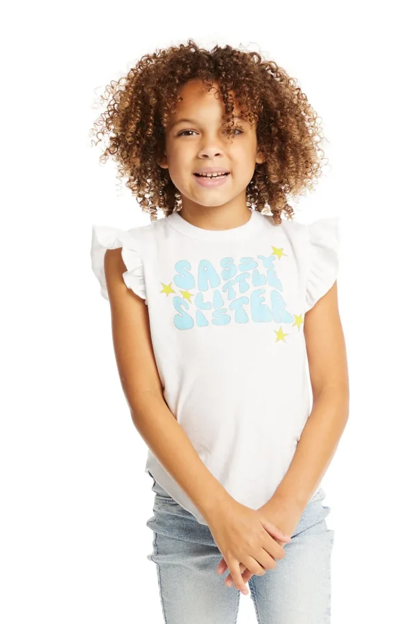 Cheap Little Sister Flutter Sleeve Tee Kids Girls