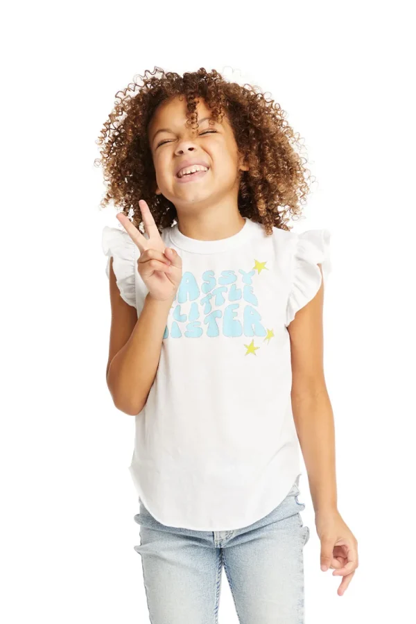 Cheap Little Sister Flutter Sleeve Tee Kids Girls