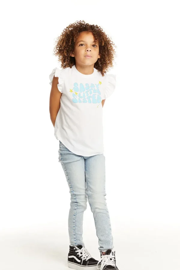 Cheap Little Sister Flutter Sleeve Tee Kids Girls