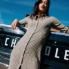 Clearance Long Sleeve Button Down Collar Dress Women Dresses