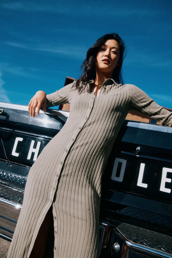 Clearance Long Sleeve Button Down Collar Dress Women Dresses