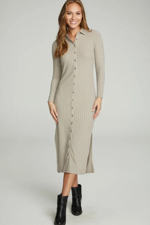 Clearance Long Sleeve Button Down Collar Dress Women Dresses