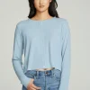Clearance Long Sleeve Button Down Semi Cropped Tee Women Tops