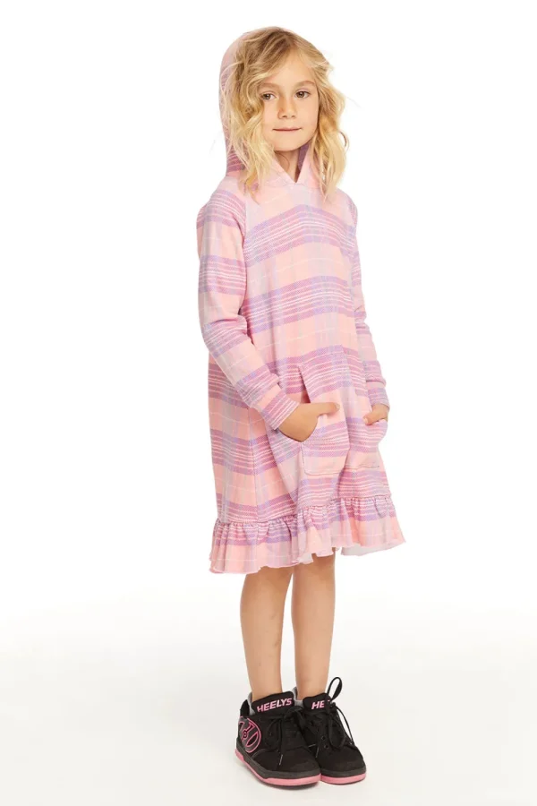 New Long Sleeve Cotton Candy Plaid Dress Kids Girls