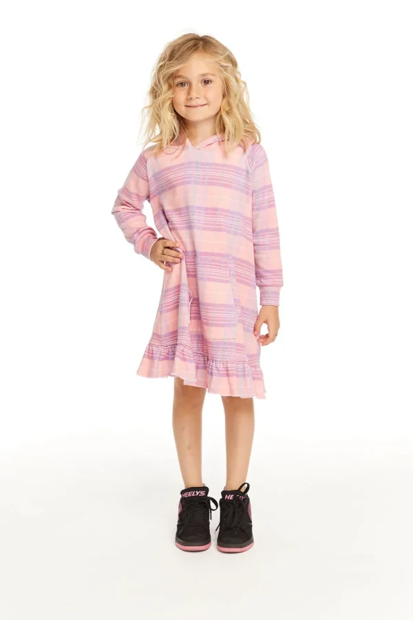 New Long Sleeve Cotton Candy Plaid Dress Kids Girls