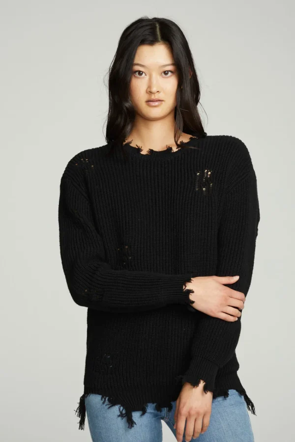 Fashion Long Sleeve Crew Neck Deconstructed Sweater Pullover Women Outerwear | Tops