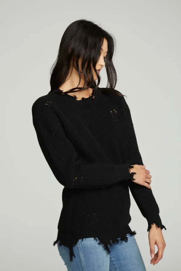 Fashion Long Sleeve Crew Neck Deconstructed Sweater Pullover Women Outerwear | Tops