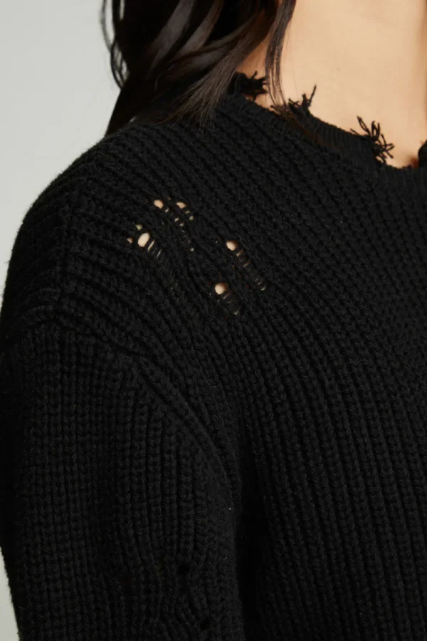 Fashion Long Sleeve Crew Neck Deconstructed Sweater Pullover Women Outerwear | Tops