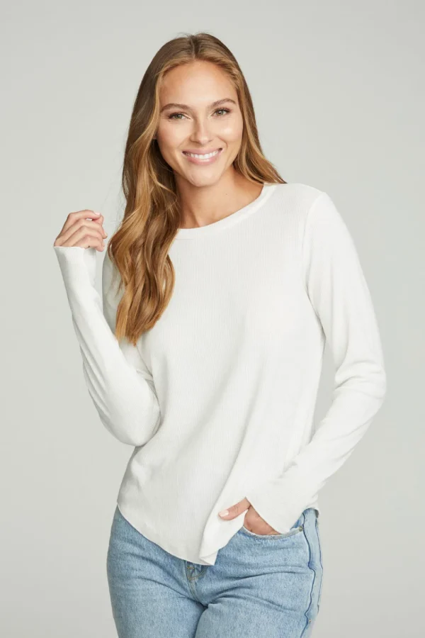 New Long Sleeve Crew Neck Shirttail Tee Women Tops