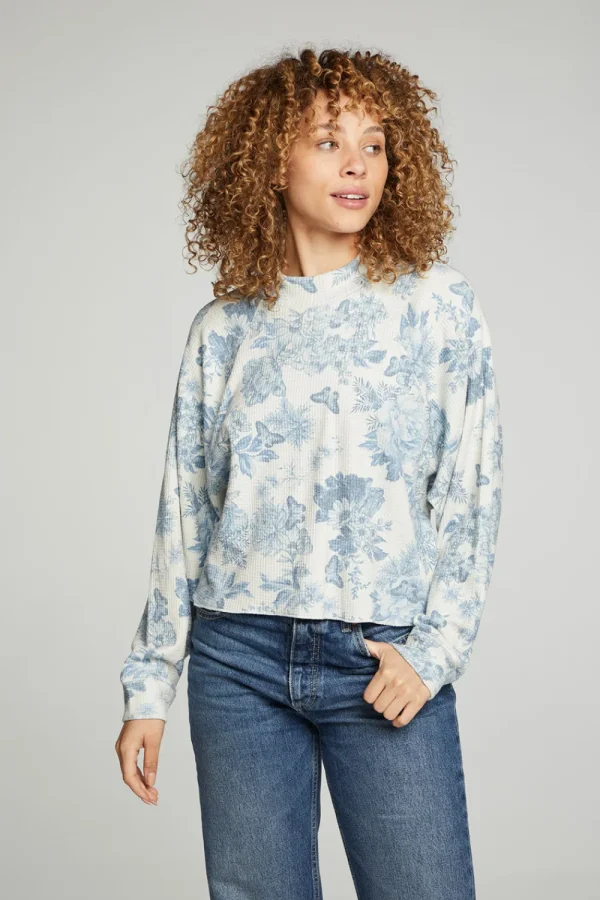 Online Long Sleeve Cropped Mock Neck Raglan Tee Women Tops