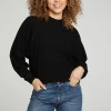 Discount Long Sleeve Cropped Mock Neck Raglan Tee Women Tops