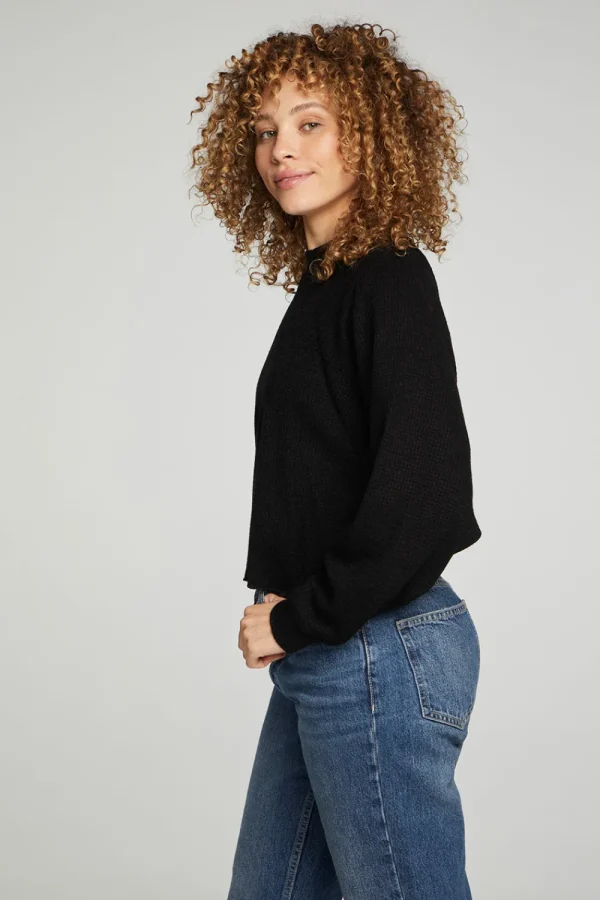 Discount Long Sleeve Cropped Mock Neck Raglan Tee Women Tops