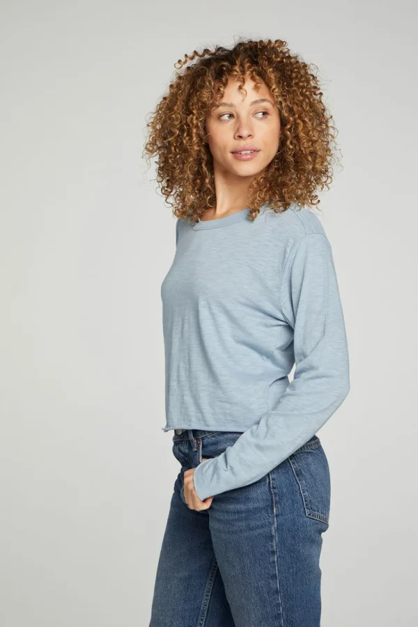 Hot Long Sleeve Cropped Tee Women Tops